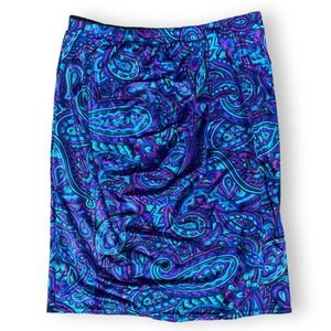 Vintage Jantzen Bold Blue Purple Floral Paisley Swimwear Skirt Cover Up Size M